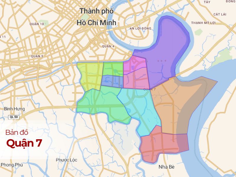 Bản đồ Quận 7, TP.HCM: Vị trí, Phường, Đường xá Chi Tiết