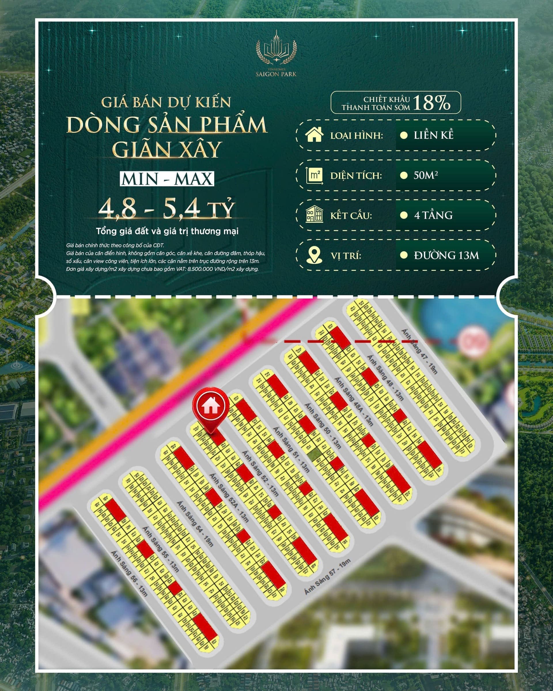 Cập nhật bảng giá nhà phố Vinhomes Saigon Park Hóc Môn mới nhất