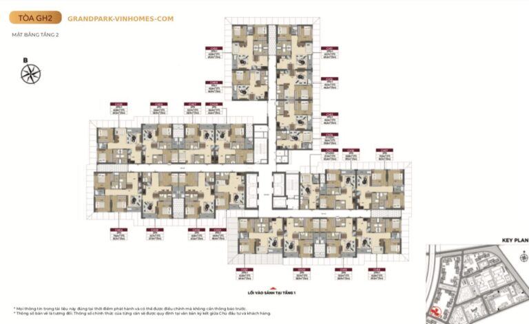 Mặt bằng tòa GH2 Glory Heights: Thiết kế tối ưu, sống tiện nghi